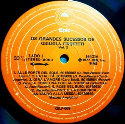 Prefiro Vinil LP 12 Os Grandes Sucessos De Gigliola Cinquetti Vol 2